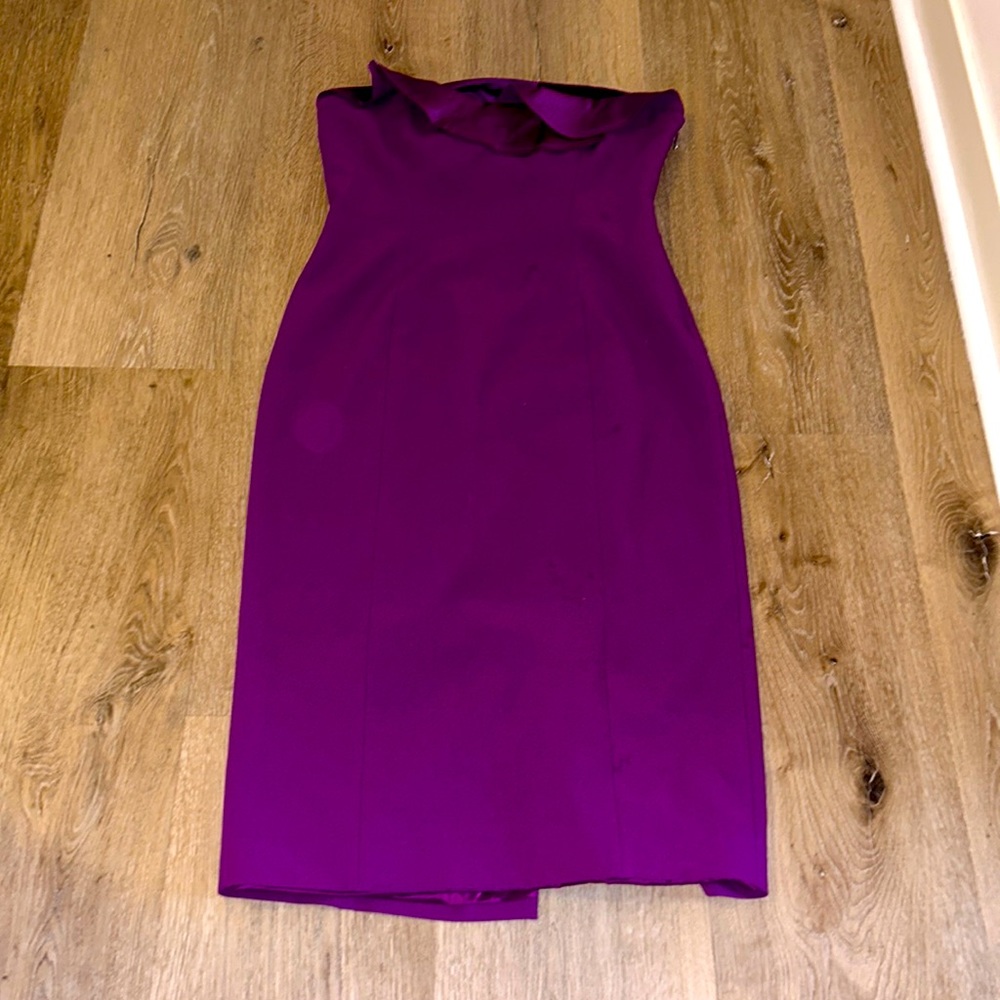cinq a sept Purple Strapless Midi Dress